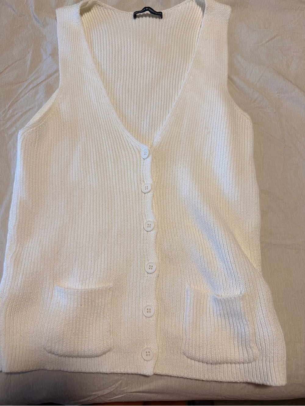 Brandy Melville Cream Ribbed Knit Vest Cottagecore
